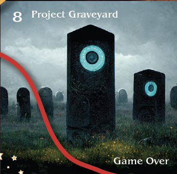 Project graveyard with server tombstones.