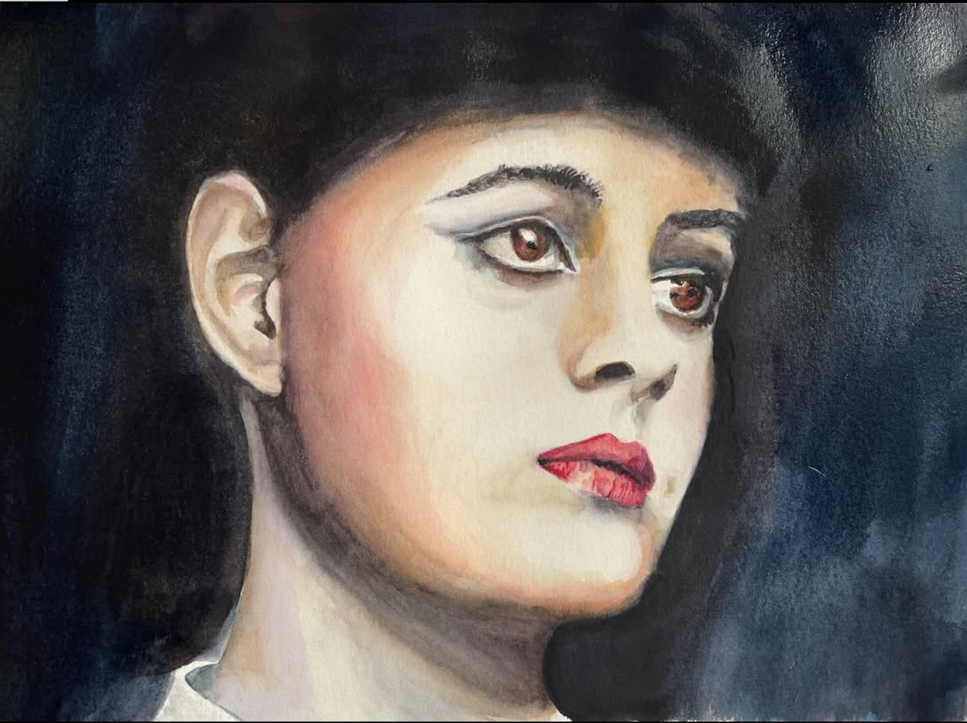 Rachael from Bladerunner. Watercolor.