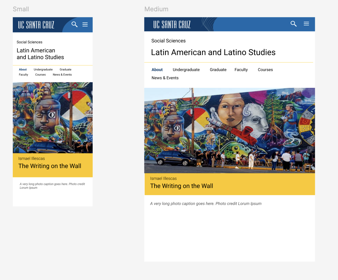 Screen examples at different width.