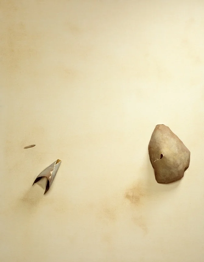 "Two Mornings" , 2014 Sandpaper and dry pigment on canvas, 48" x 38" x 6" Courtesy Sarah E.Brook and Carrie Able Gallery