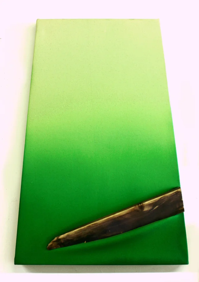 "Livewood" , 2016 Acrylic on canvas and wood, 28" × 16" × 2" Courtesy Sarah E.Brook and Carrie Able Gallery