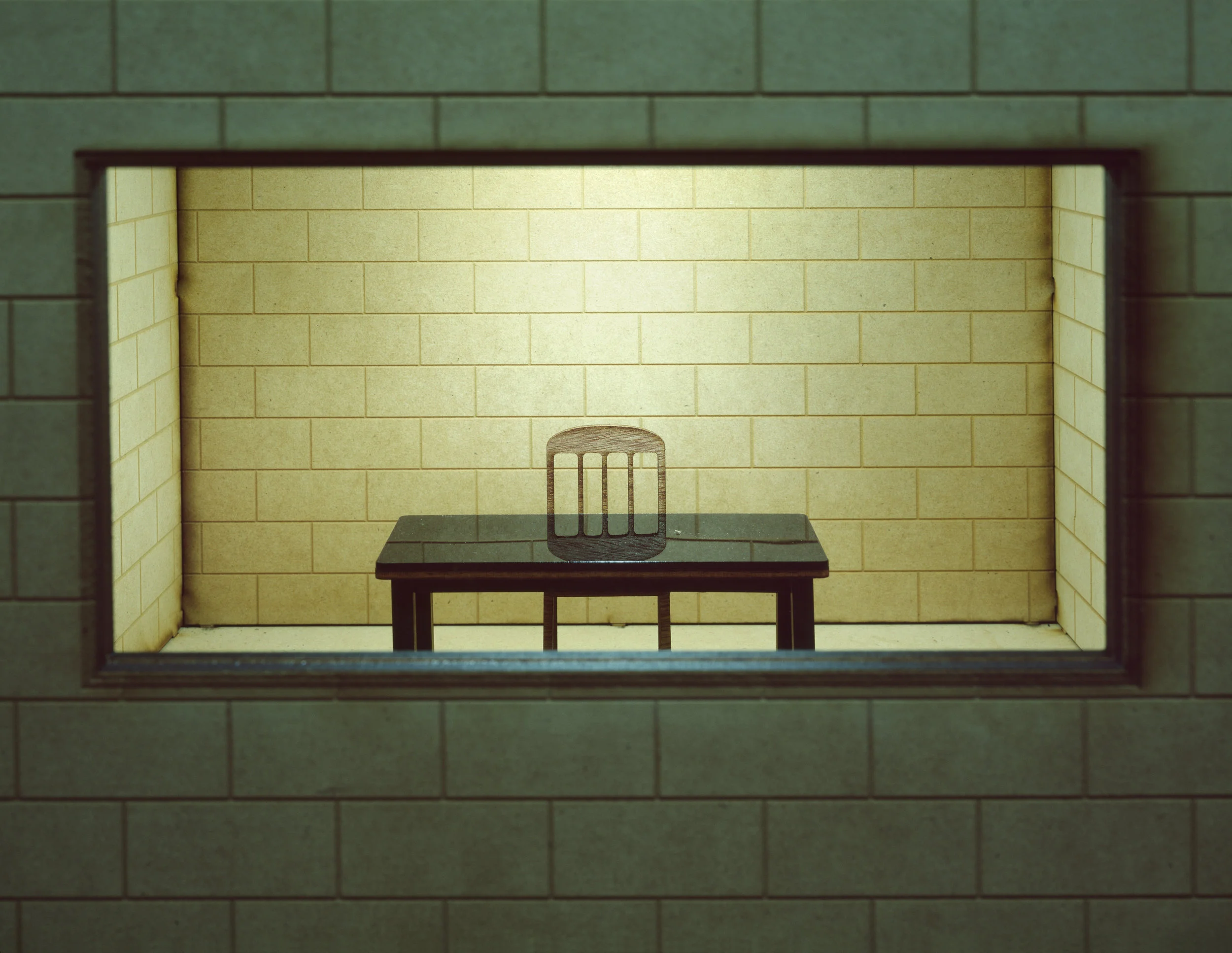 "Interrogation Room (miniature)" , 2014 Archival pigment print, 16”x20” Courtesy Yoav Friedlander & Carrie Able Gallery