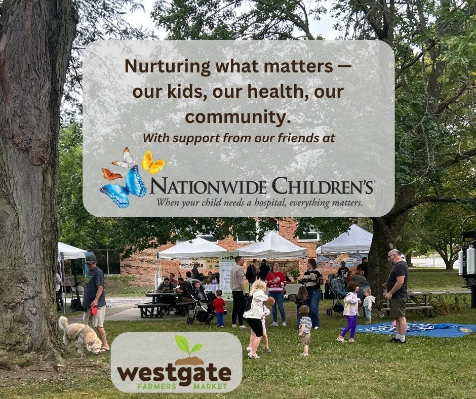 Healthy futures grow right here at home — among the fresh produce, laughter, and neighbors that make the Westgate Farmers Market such a special place. π»
We’re so thankful for Nationwide Children’s Hospital, whose support helps us