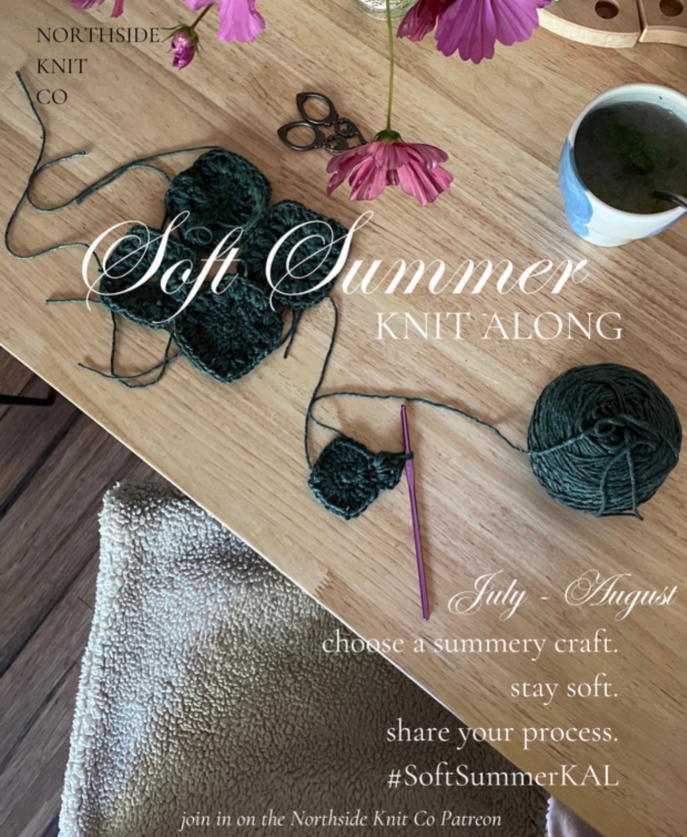 Soft Summer Knit Along just started over on the Northside Knit Co Patreon page 💞 follow the link in bio!
.
Join the Northside Knit Club, shimmy down into your stash, and cast on a summery knit with us. Event activities and posts will be up on Patreo