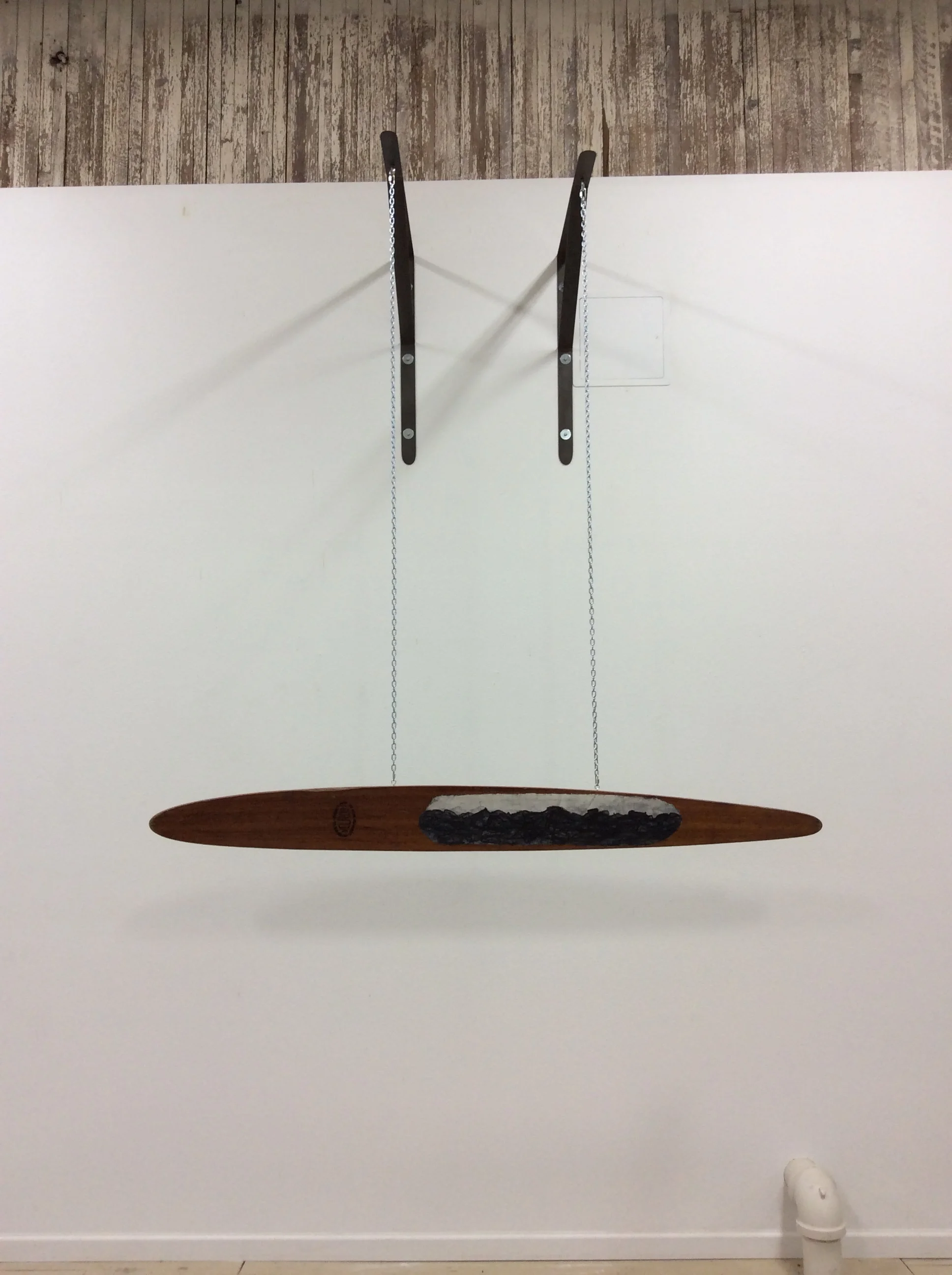 Solitary Determination– water-soluble graphite on paper, glazing medium, water ski, hardware, custom steel brackets. 2019 Available in store