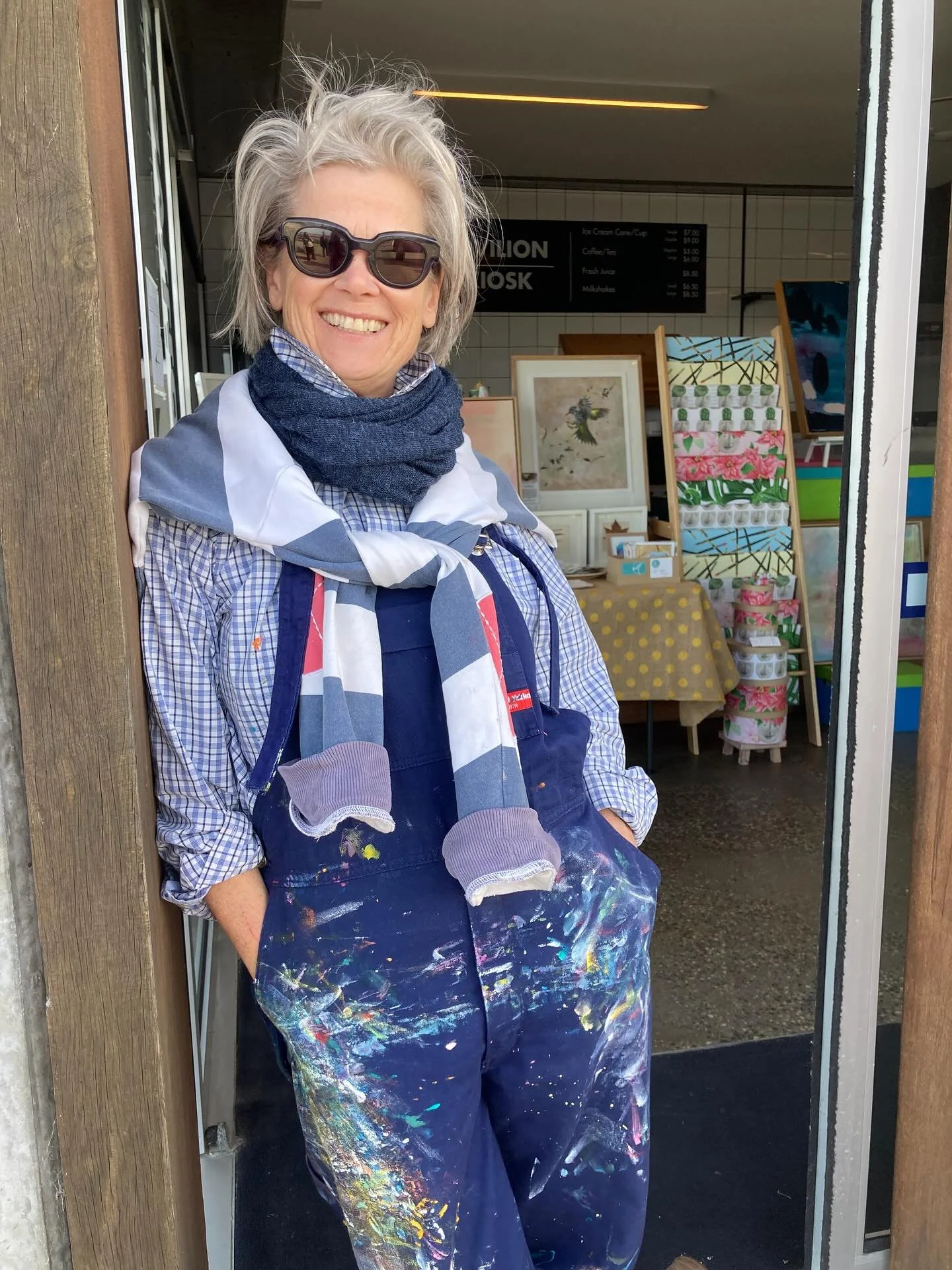 O P E N  S T U D I O
.
Well, here I am outside my gorgeous seaside studio.  It&rsquo;s a dreamy, magical space where I paint, chat, and repeat.  It&rsquo;s under the fab Pavilion Cafe @pavilioncafebar in Warrnambool serving fab food, coffee with a ri