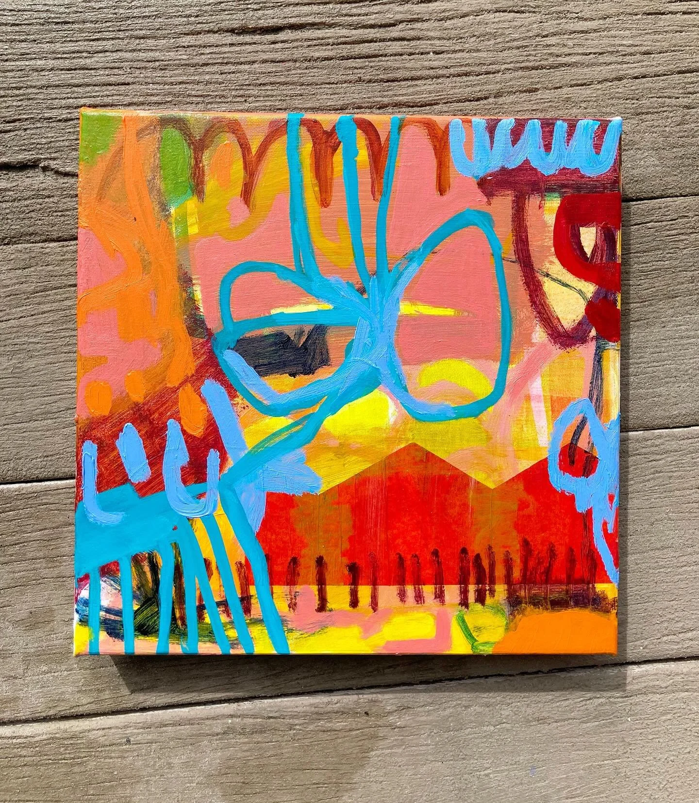 L U E L L A &lsquo; S  G A R D E N
.
A bright, fun piece I did in my seaside studio.  It reminds me of a garden in full bloom, or perhaps in Autumn - it&rsquo;s all open to interpretation - that&rsquo;s the beauty of abstract art. 
.
Lovely and thank
