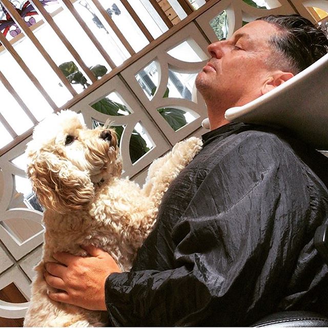One of our little customers captured Dad&rsquo;s moment of bliss during the school holidays... what&rsquo;s better than George cuddles while you get a scalp massage??? #qualitytime #ranchorelaxo