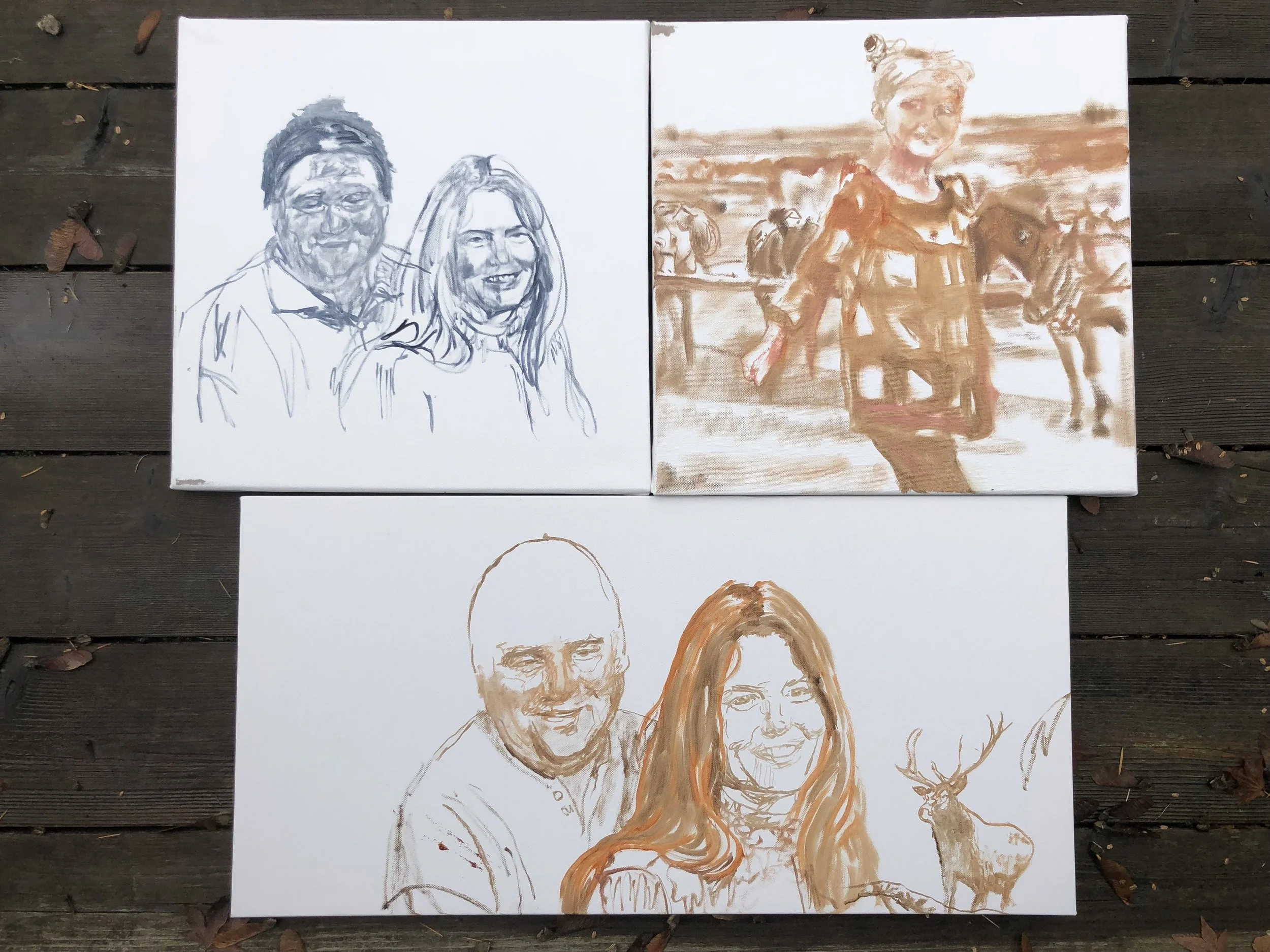 These ones will be a challenge, but I love painting faces. I have to figure out how to paint a more recent haircut on on old picture. I might have to either paint his face old because of the different angle of the reference photo.