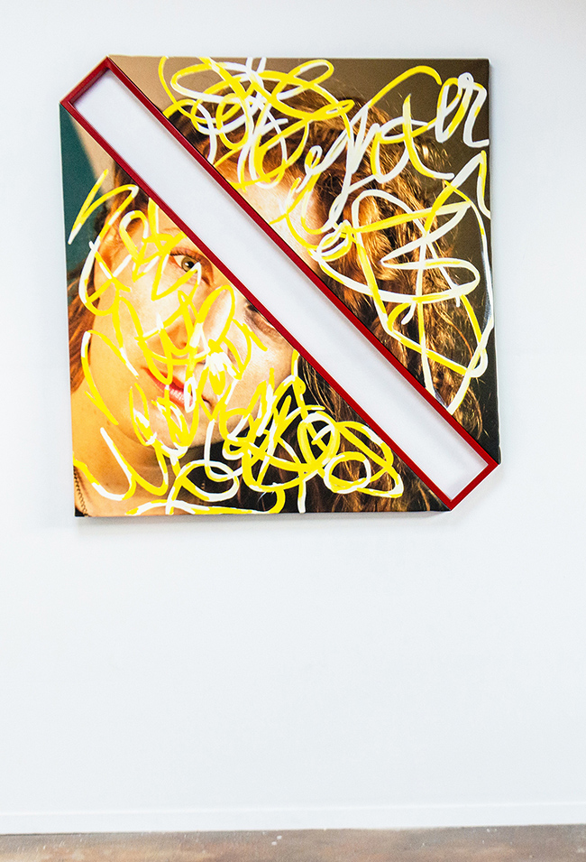 Mind the Gap Archival ink jet print on canvas, acrylic, oil, powder-coated steel. 48” x 45” 2016