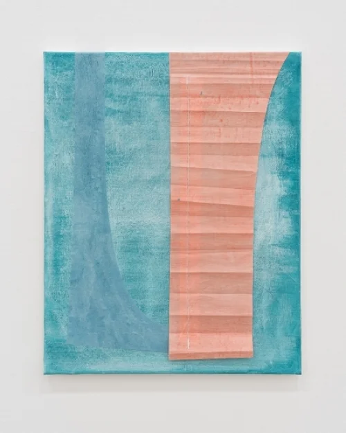 Untitled, 2017. 20 x 16 " Acrylic, cotton vellum, muslin and thread on canvas