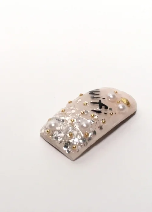 Wi-Fi, 2017 Seashell, acrylic nail polish, acrylic display 1/2"x1"x1/4", 30"x12"