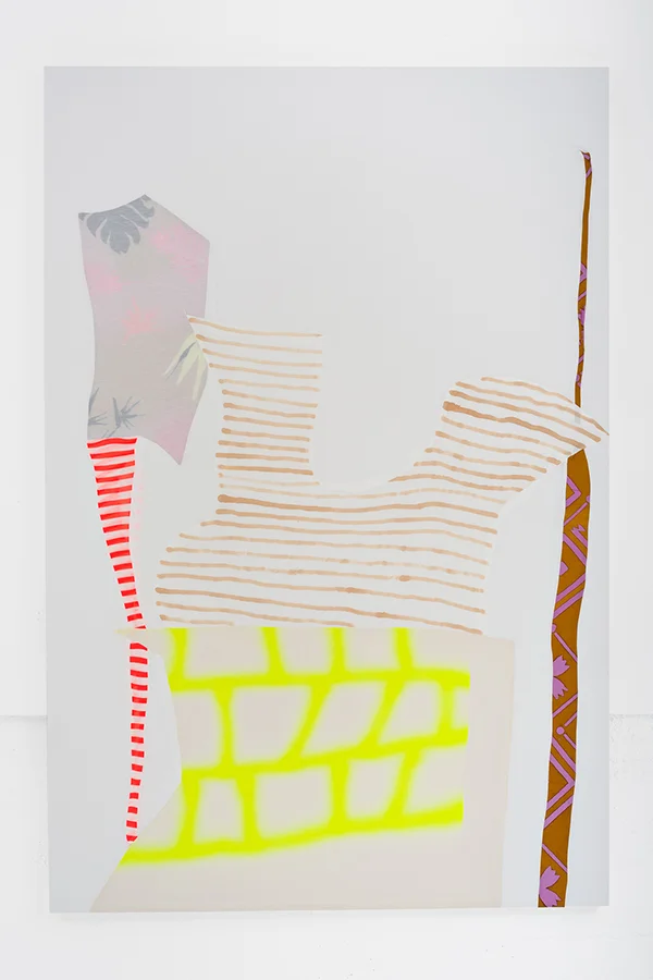 Stacey Beach Form 34, 2018 Sewn fabric stretched on board, spray paint and fabric marker. 72” x 48”
