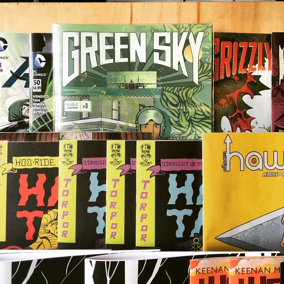Green Sky on the racks at Desert Island in Brooklyn, NY.
