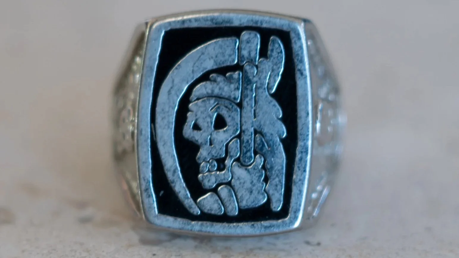 Vintage Reaper Biker Ring-10