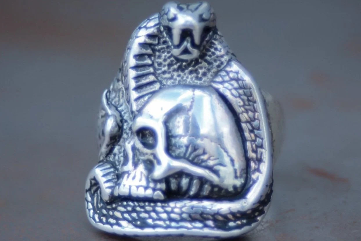 Cobra & Skull 1990s Biker Ring Size- 6, 7, 10, 12, & 13
