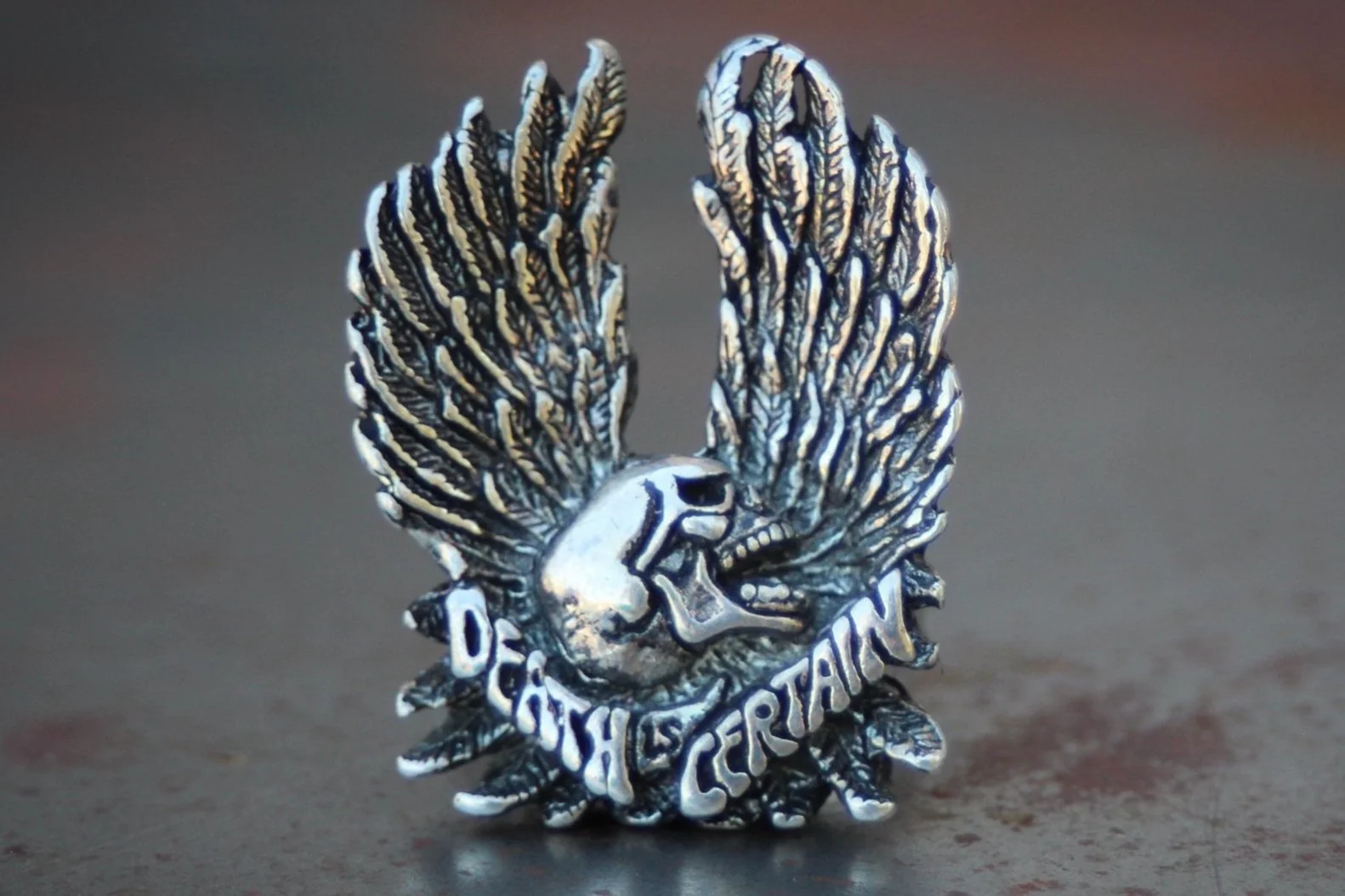 "Death is Certain" 1987 Biker Ring Size-8, 12, 13