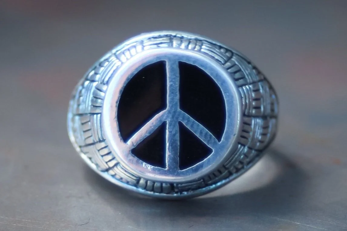 Peace Sign 1980s Biker Ring Size-5, 6, 7, & 9