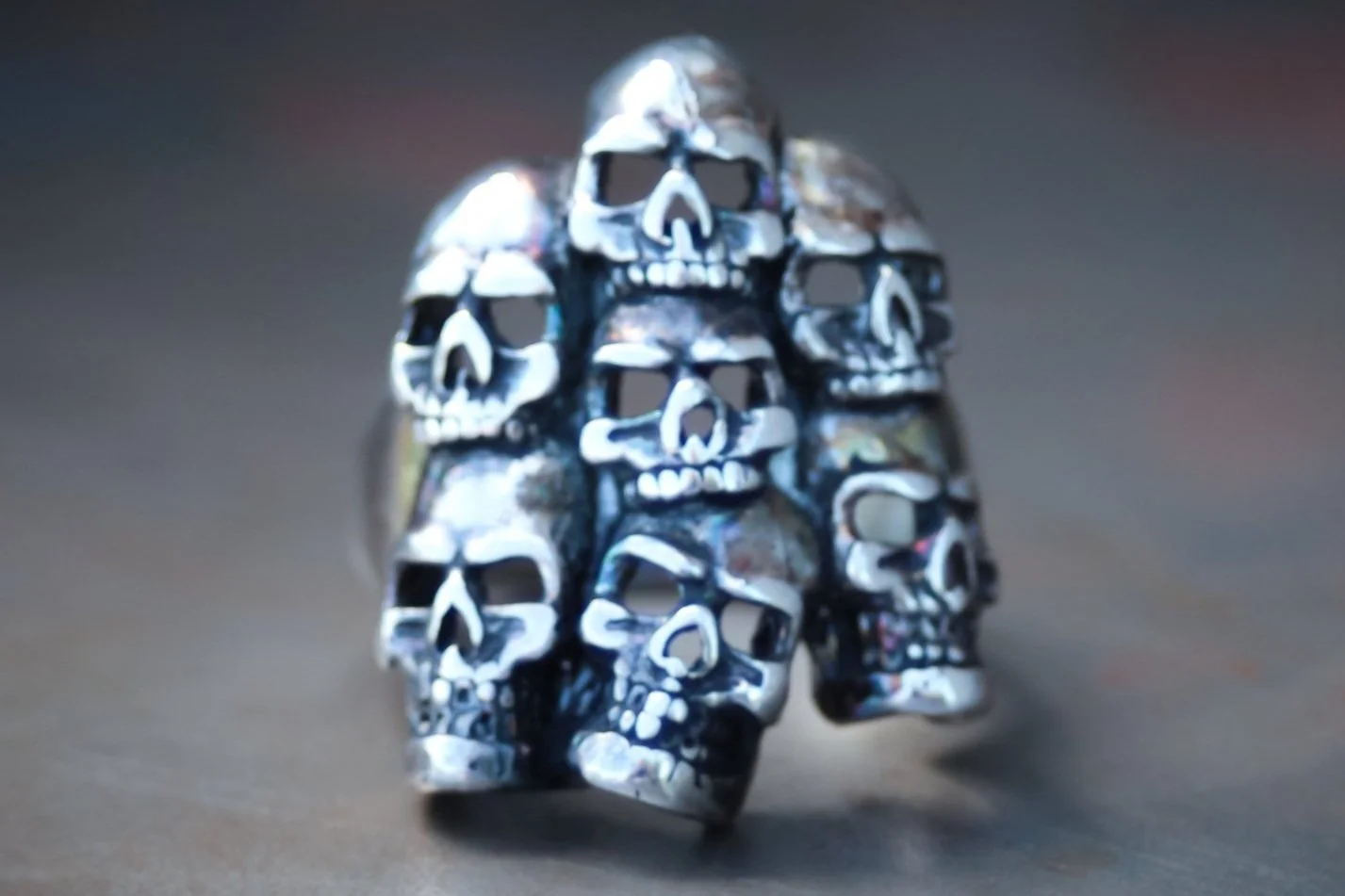 Skull Pile 1980s G&S Biker Ring Size-13