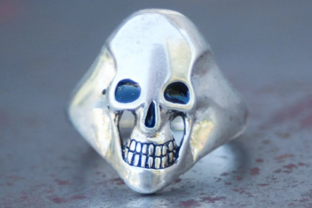 1989 Smiling Skull Biker Ring Size-7, 8, 12, & 13