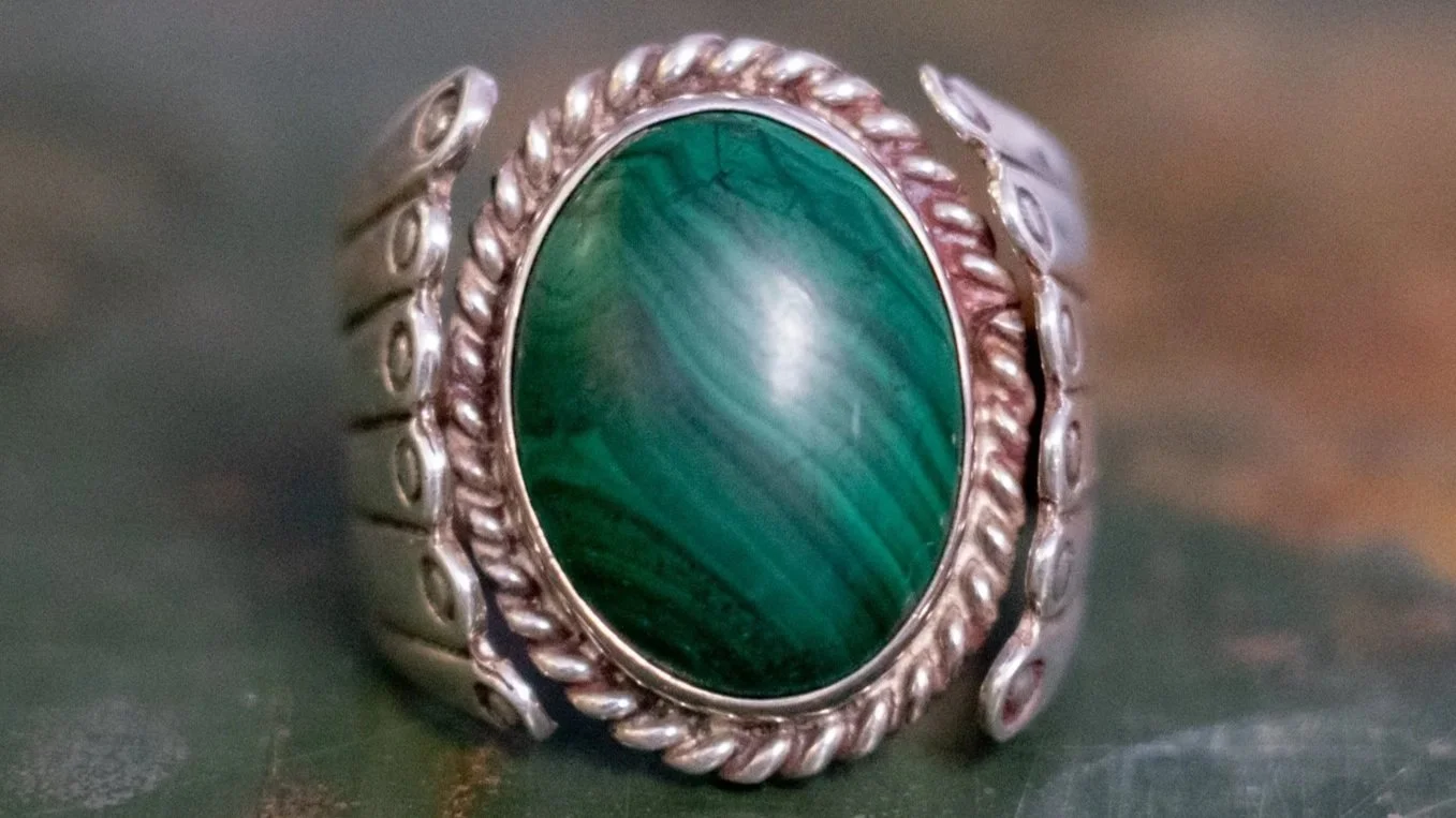 Large Malachite Southwestern Ring Size-9
