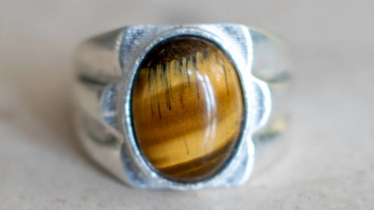 Art Deco Styled Tiger's Eye Ring Size-11