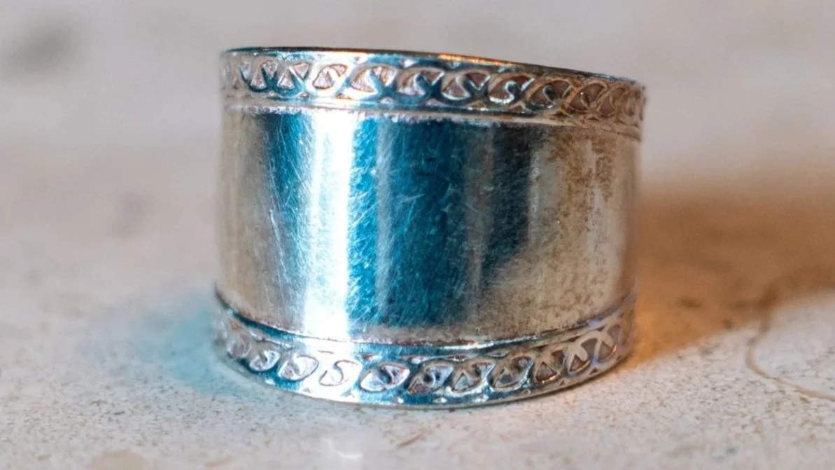 Vintage Sterling Silver Thick Cigar Band Size-7.5