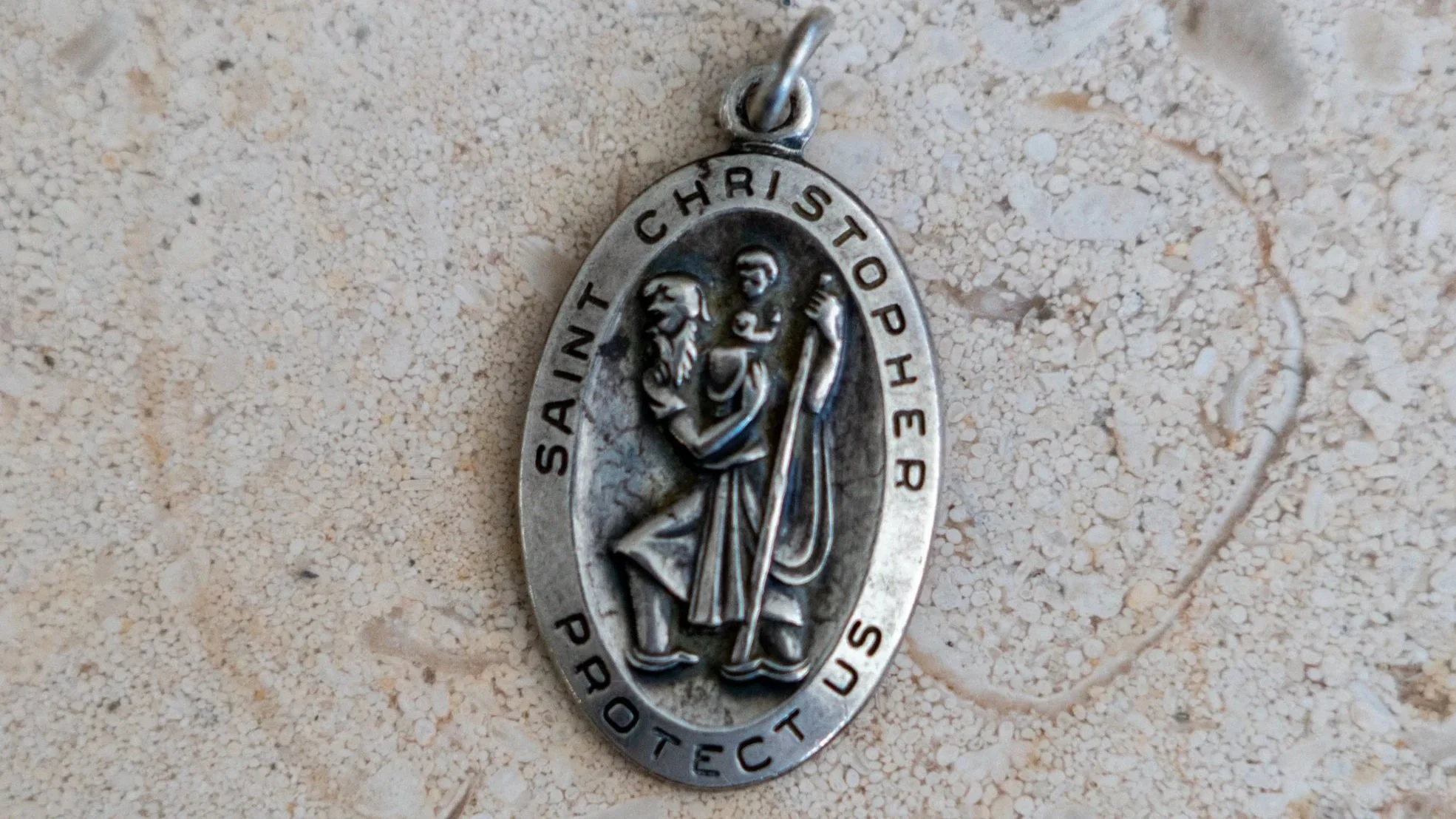 1950s Sterling Oval Saint Christopher Pendant