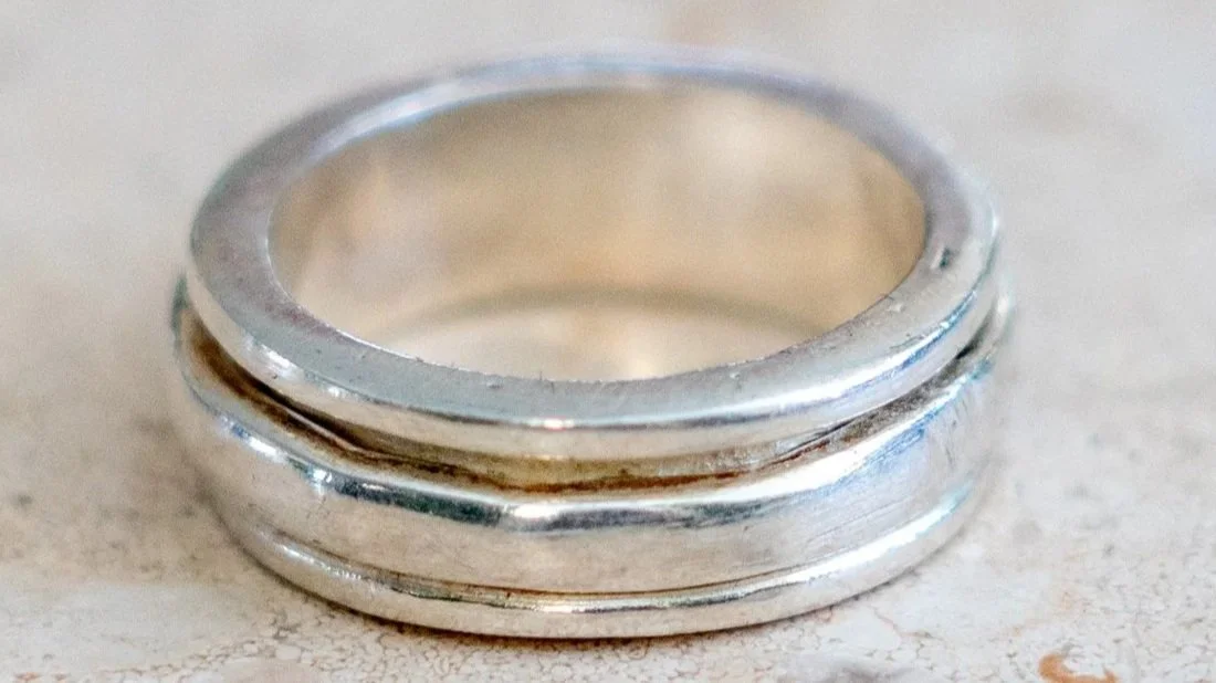 Solid Sterling Spinner Worry Band Size-7