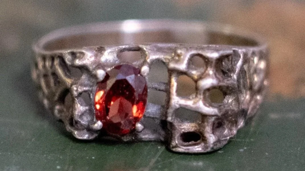 Vintage Art Nouveau Garnet Ring Size-12.5