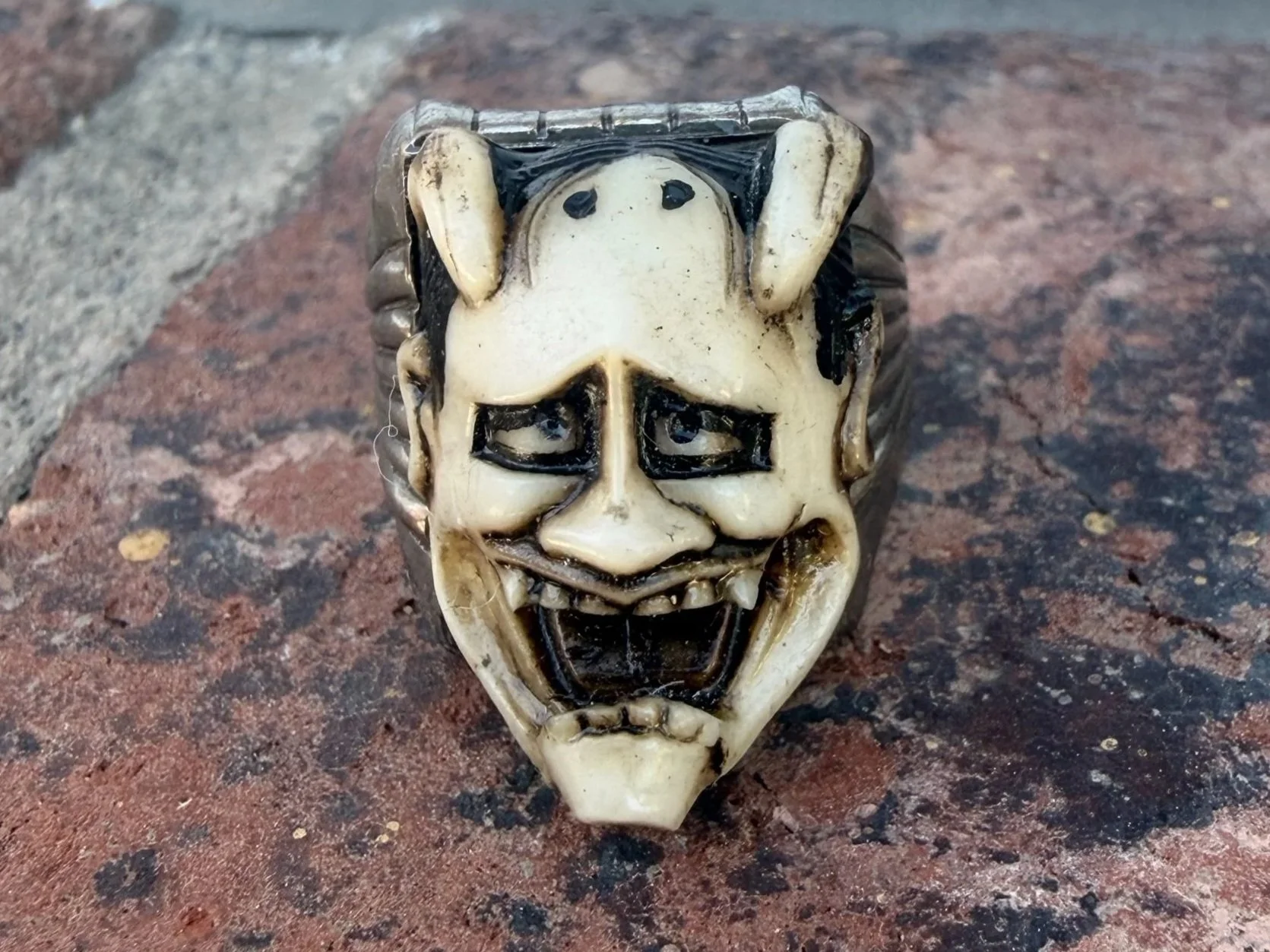 One Off Kilroy Netsuke Hannya Ring Size-9