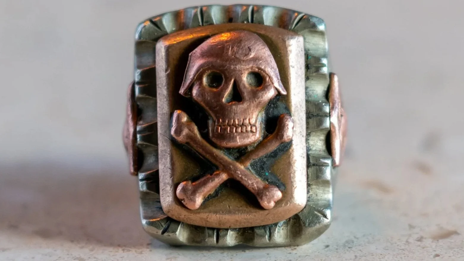 1940s Vader Skull Mexican Biker Ring Size-10
