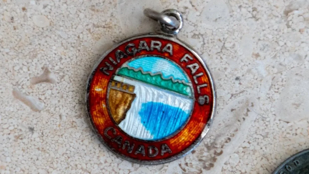 1940s Nigara Falls Color Enamel Sterling Pendant