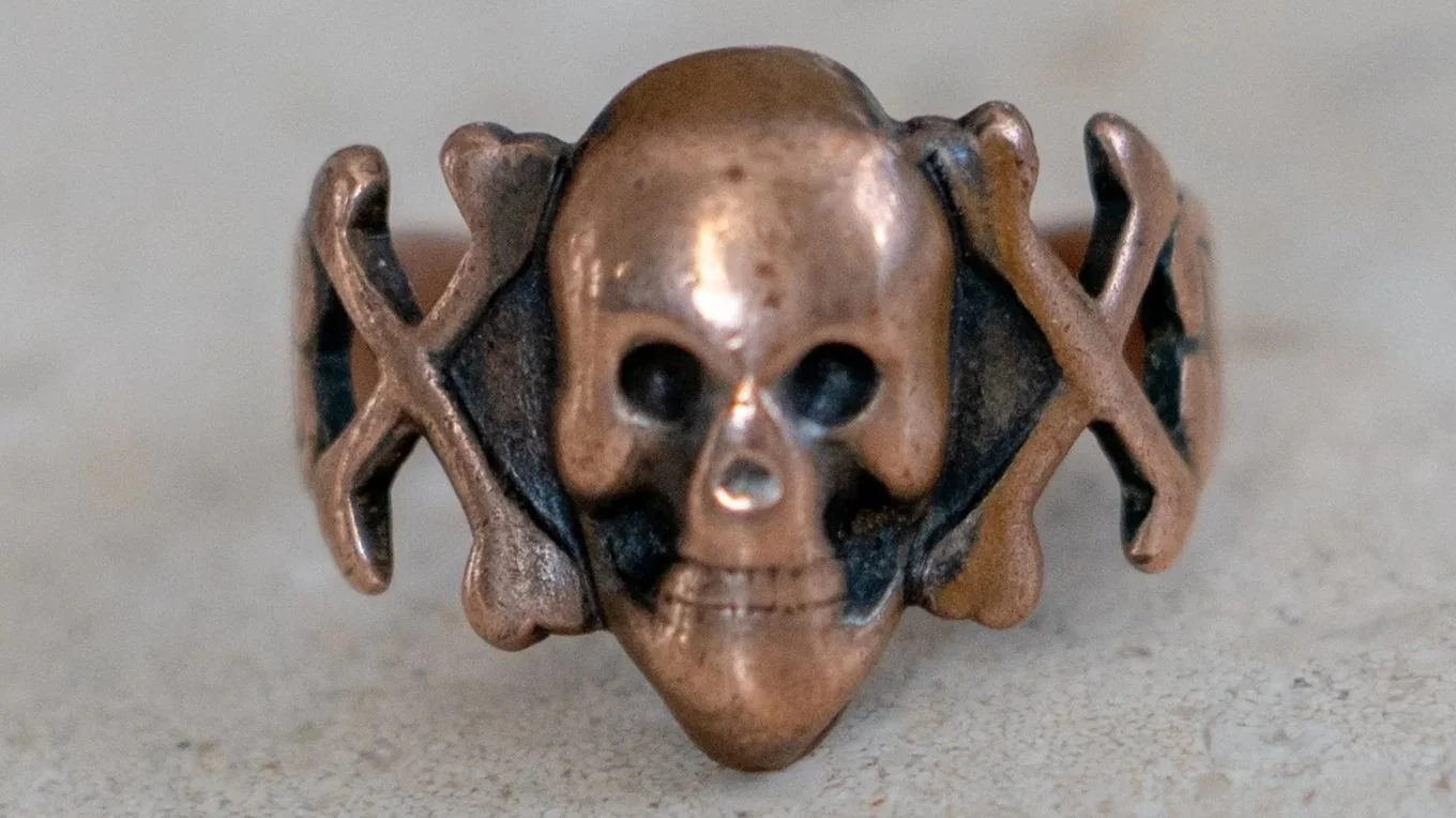 Rare 1930s Copper Novelty Skull Ring Size-9