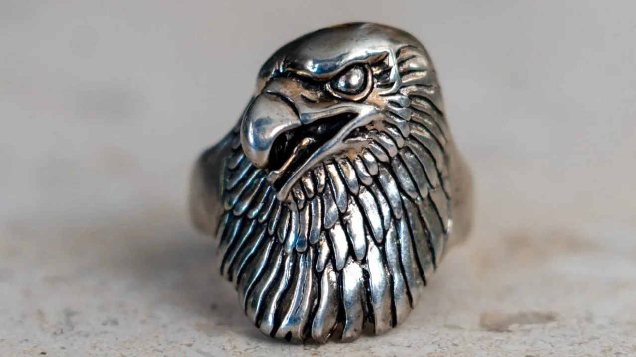 Large Eagle Head Biker Ring 1992 Size-13