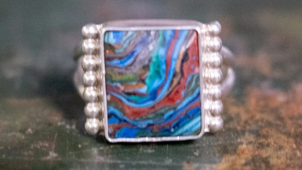 1950s Motor City Agate Ring Size-8