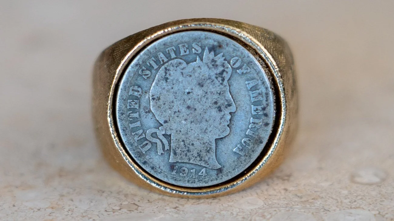 1910s Barber Dime Coin Ring Size-10
