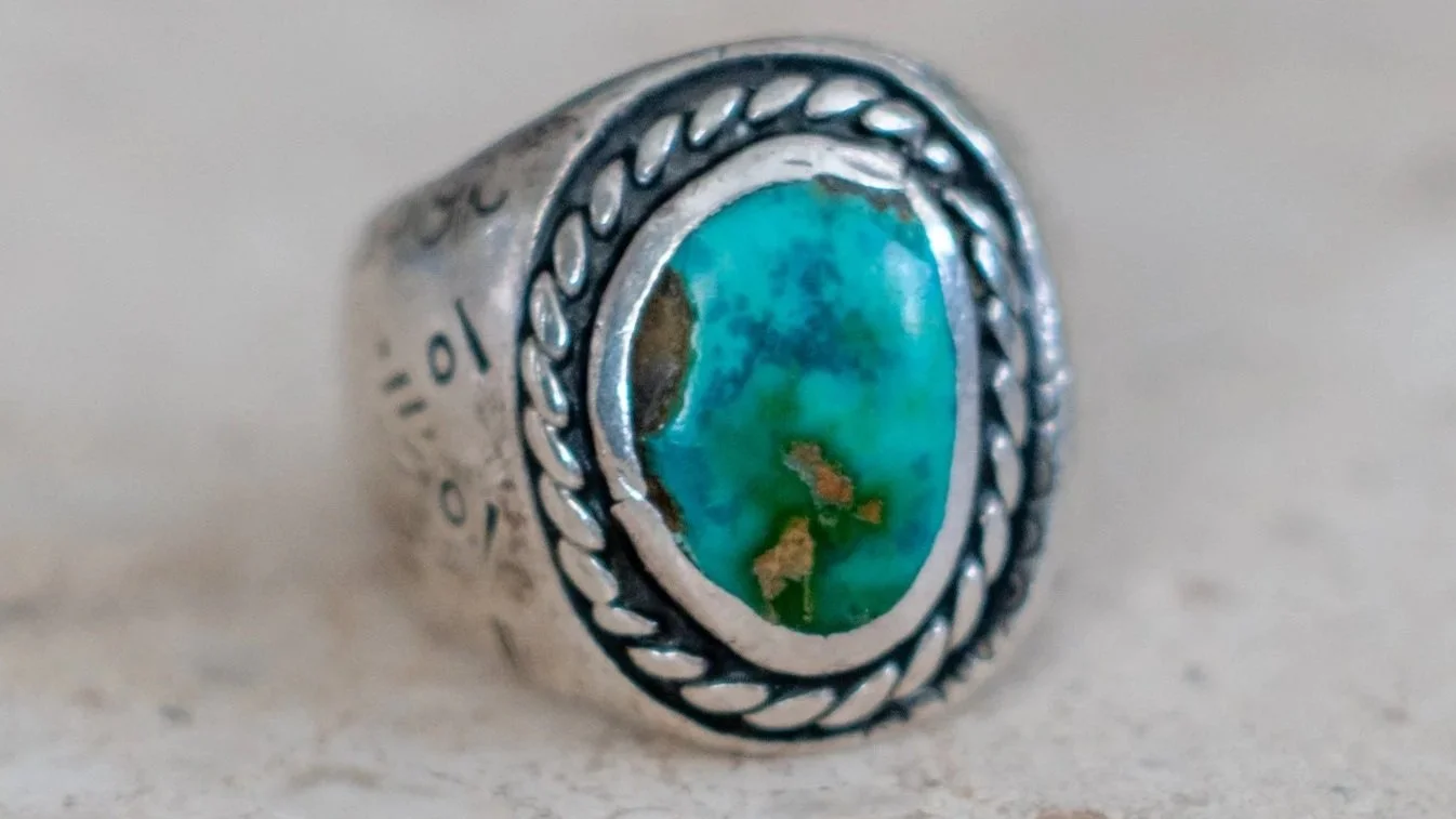 Excellent Old Mexico Turquoise Southwestern Ring Size-9