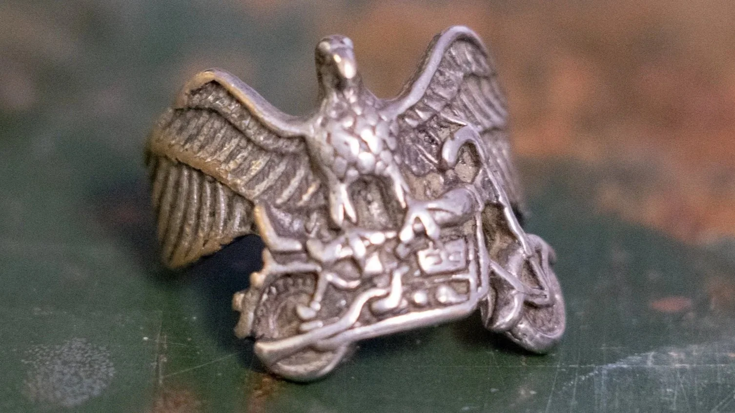 1980s Eagle and Motorcycle Ring Size-11