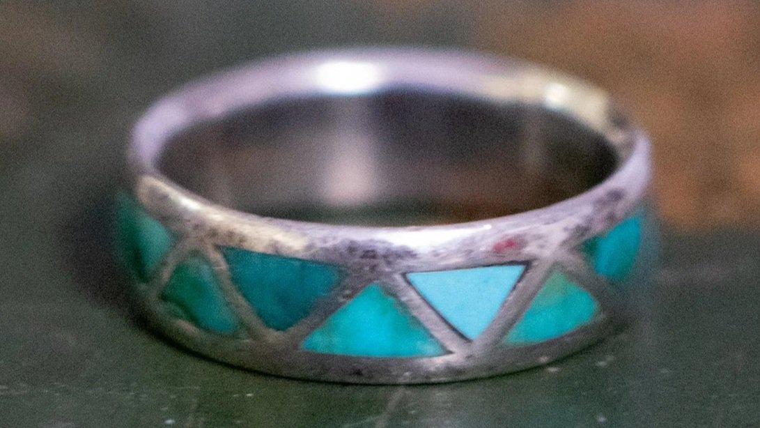 Excellent Multi Turquoise 1960s Band Size-9