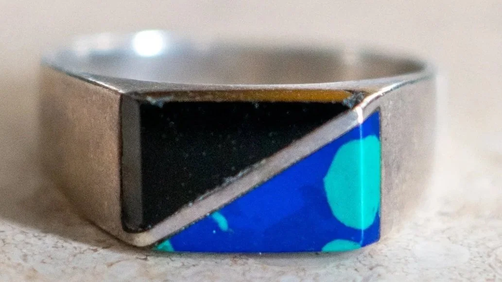 Azurite & Onyx Mexico Sterling Ring