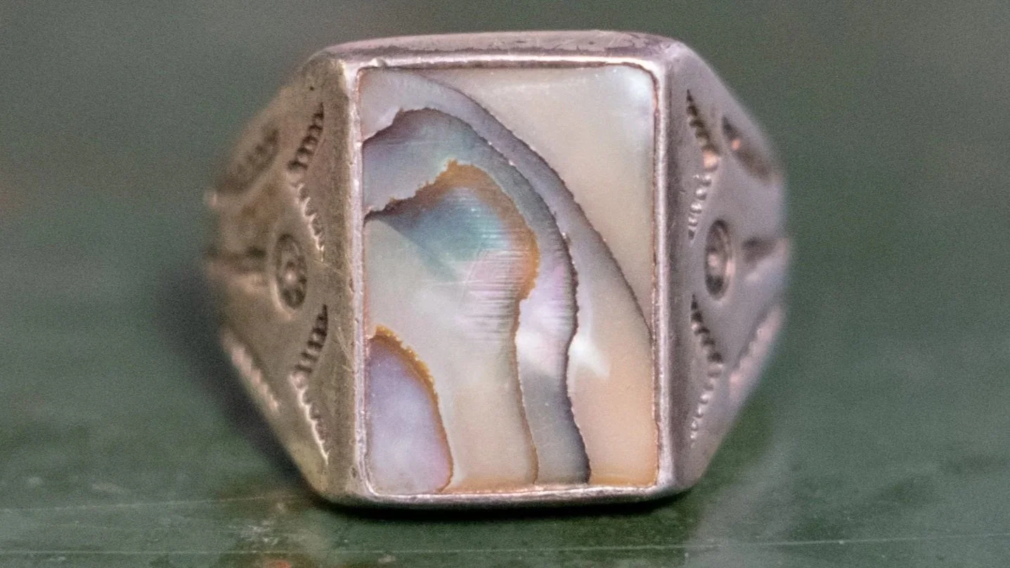 1960s Abalone Bell Trading Post Ring Size-11.5