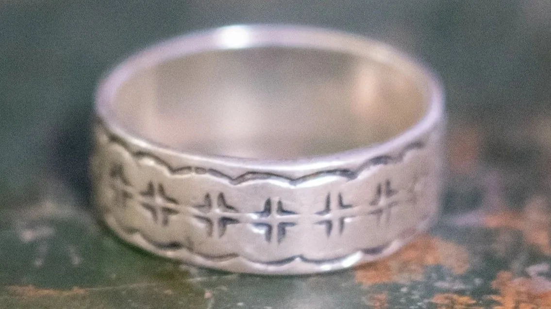 Vintage Southwestern Patterned Sterling Band Size-10