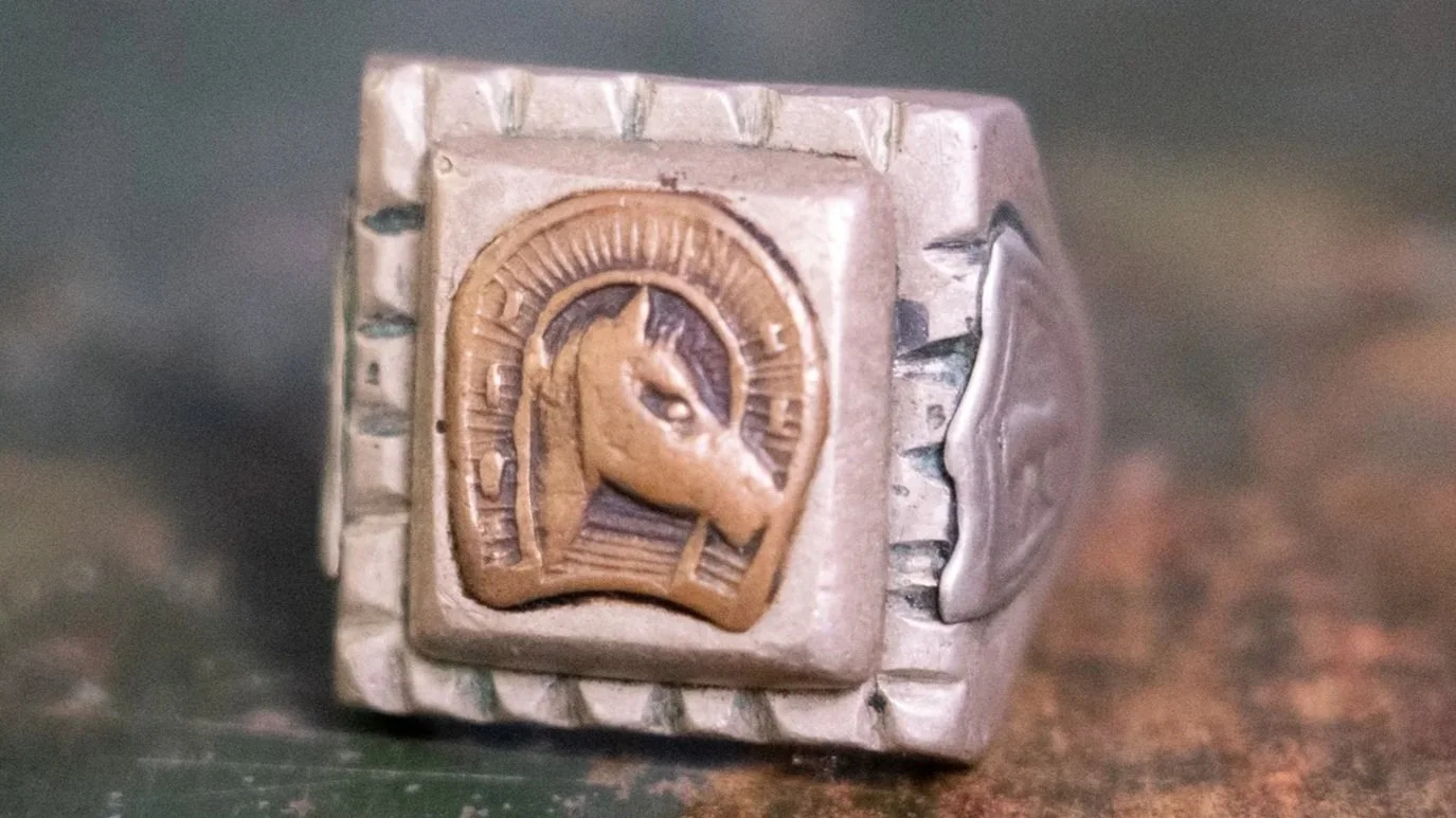 Square Lucky Horse 1940s Mexico Souvenir Ring Size-10