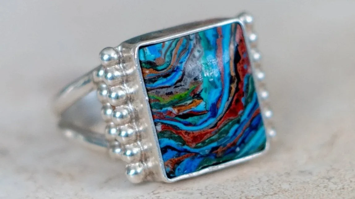 1950s Fordite / Motorcity Agate Ring Size-8