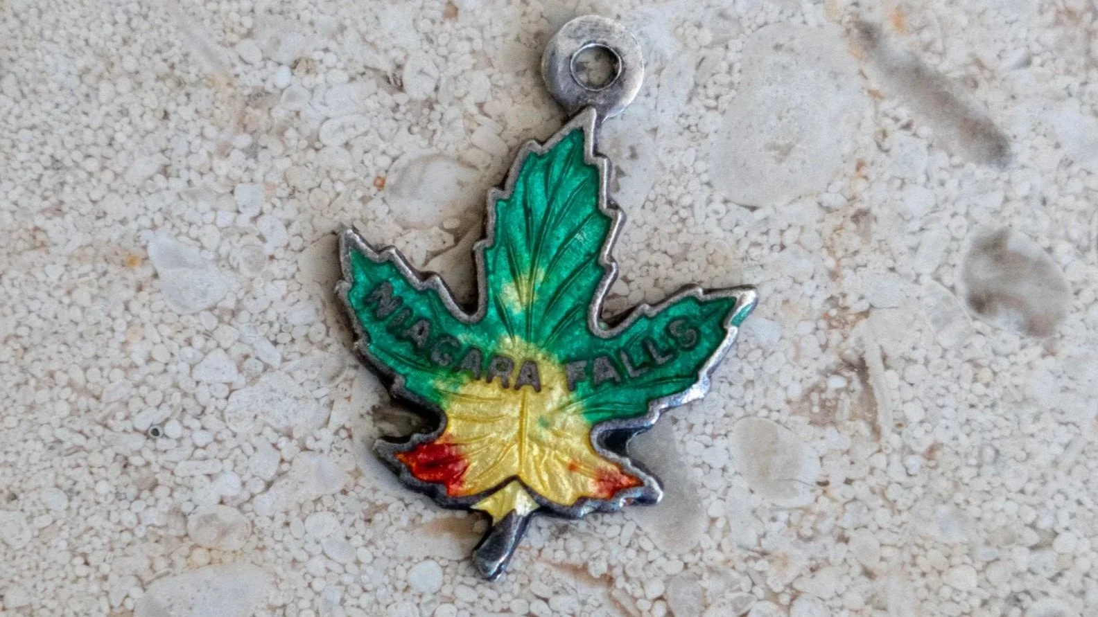 Niagara Falls 1940s Colored Enamel Sterling Pendant