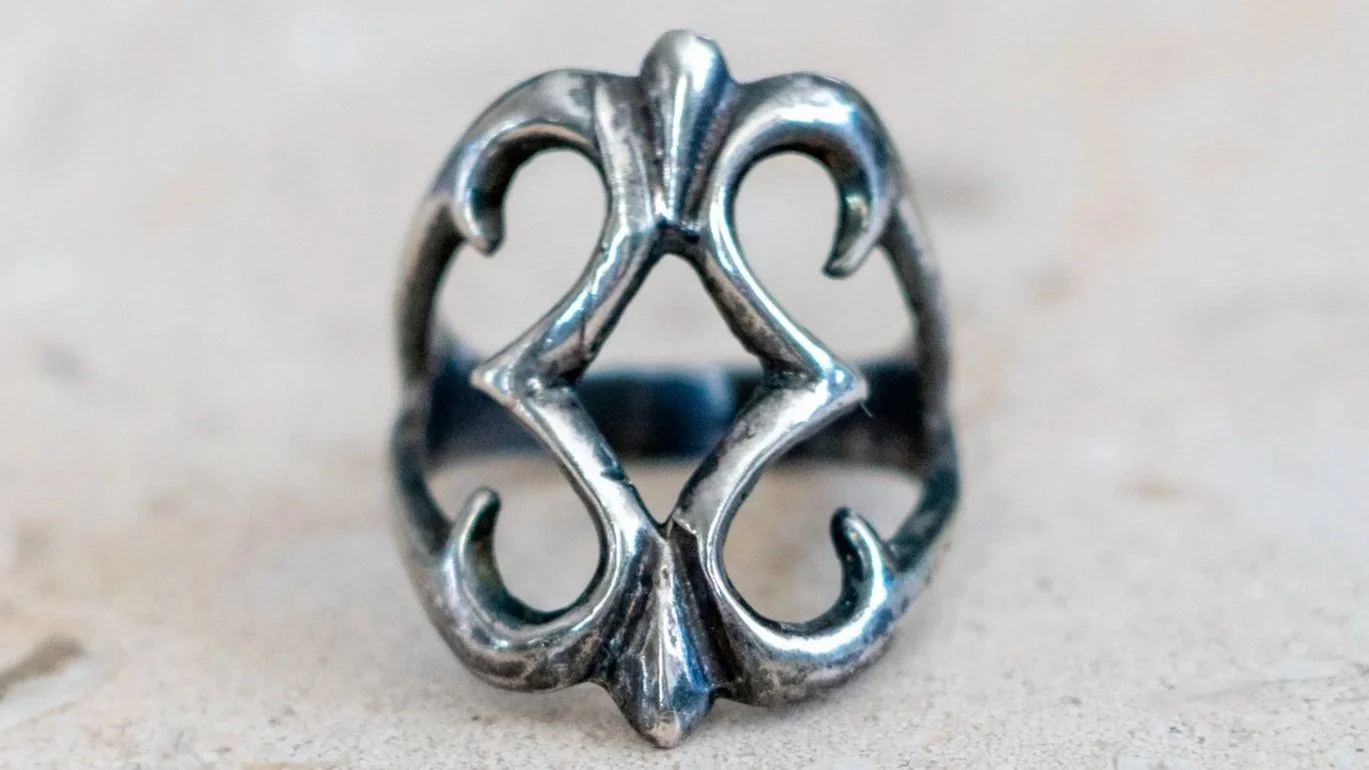 Mid Century Sand Cast Sterling Ring #2 Size-8