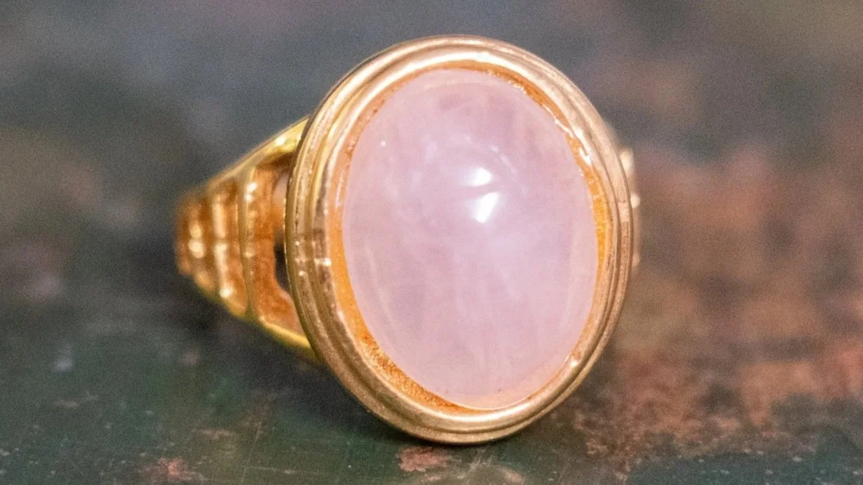 Egyptian Revival Carved Quartz Scarab Size-7