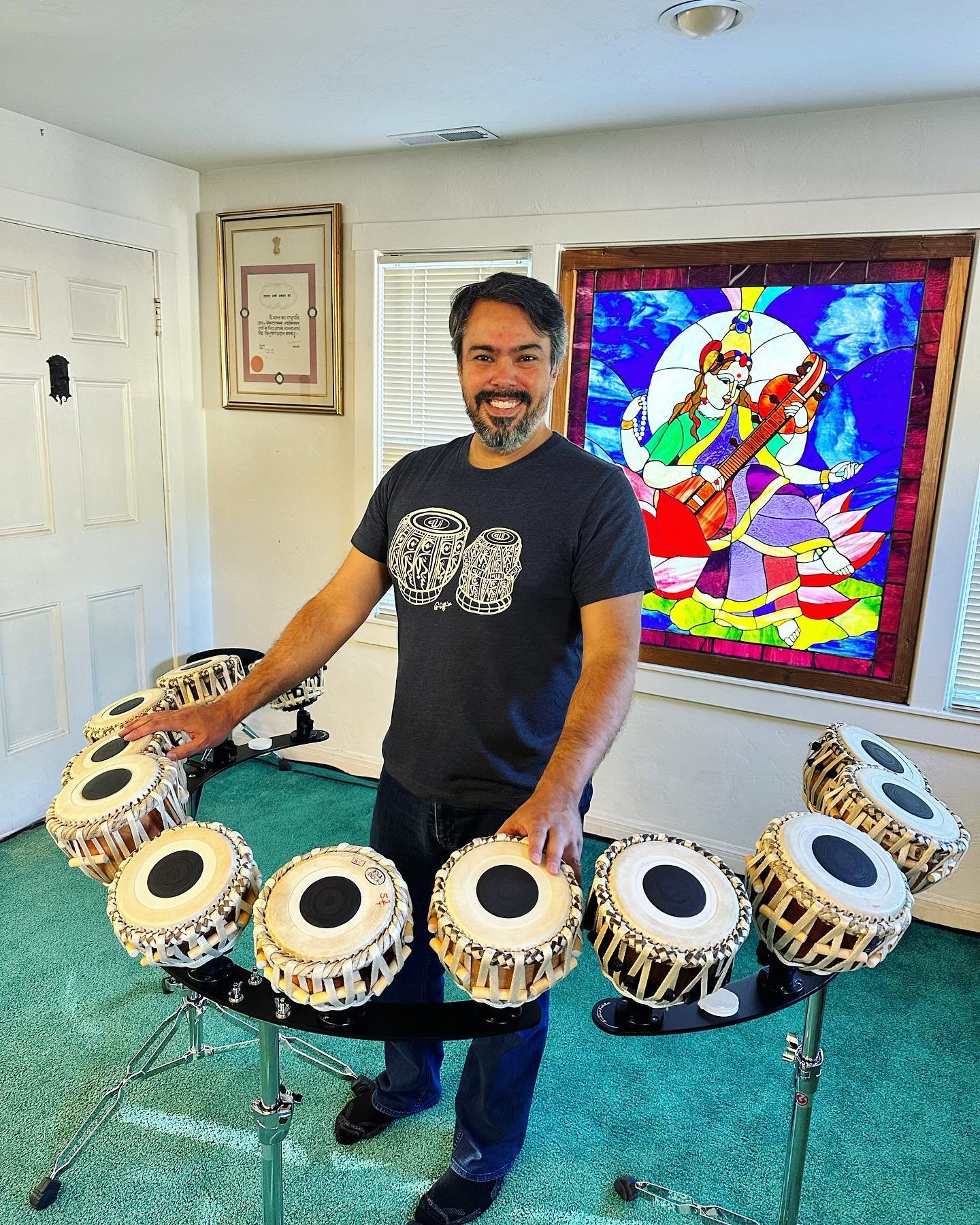 This is a supremely engineered and tuned Duggi Tarang crafted by @transtablas now on display at @aliakbarcollegeofmusic 🔥 my dear friend and craftsman David Yovino has built this one of a kind instrument, a variation of tabla tarang. These are essen