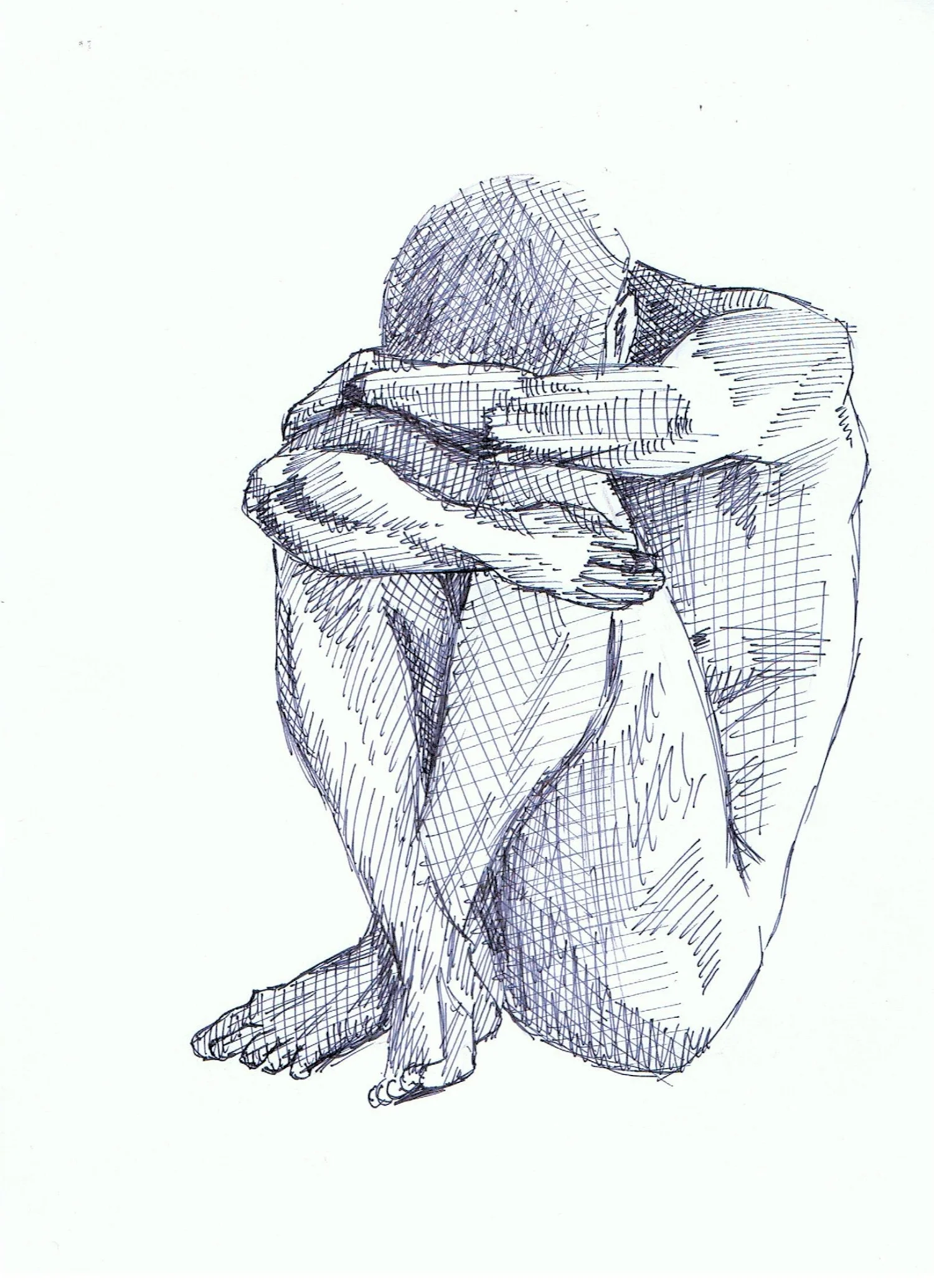 Male life drawing, pen